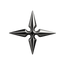 Metallic four-pointed star on a white background