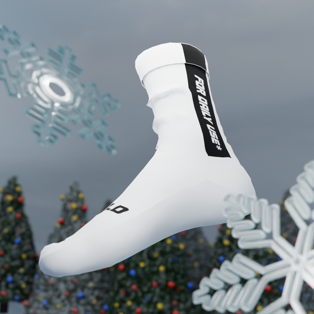 NVRFLD white daily use socks with black stripe and text for comfortable everyday wear