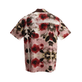 NVRFLD floral statement shirt in red black and beige with short sleeves and collar shown from back